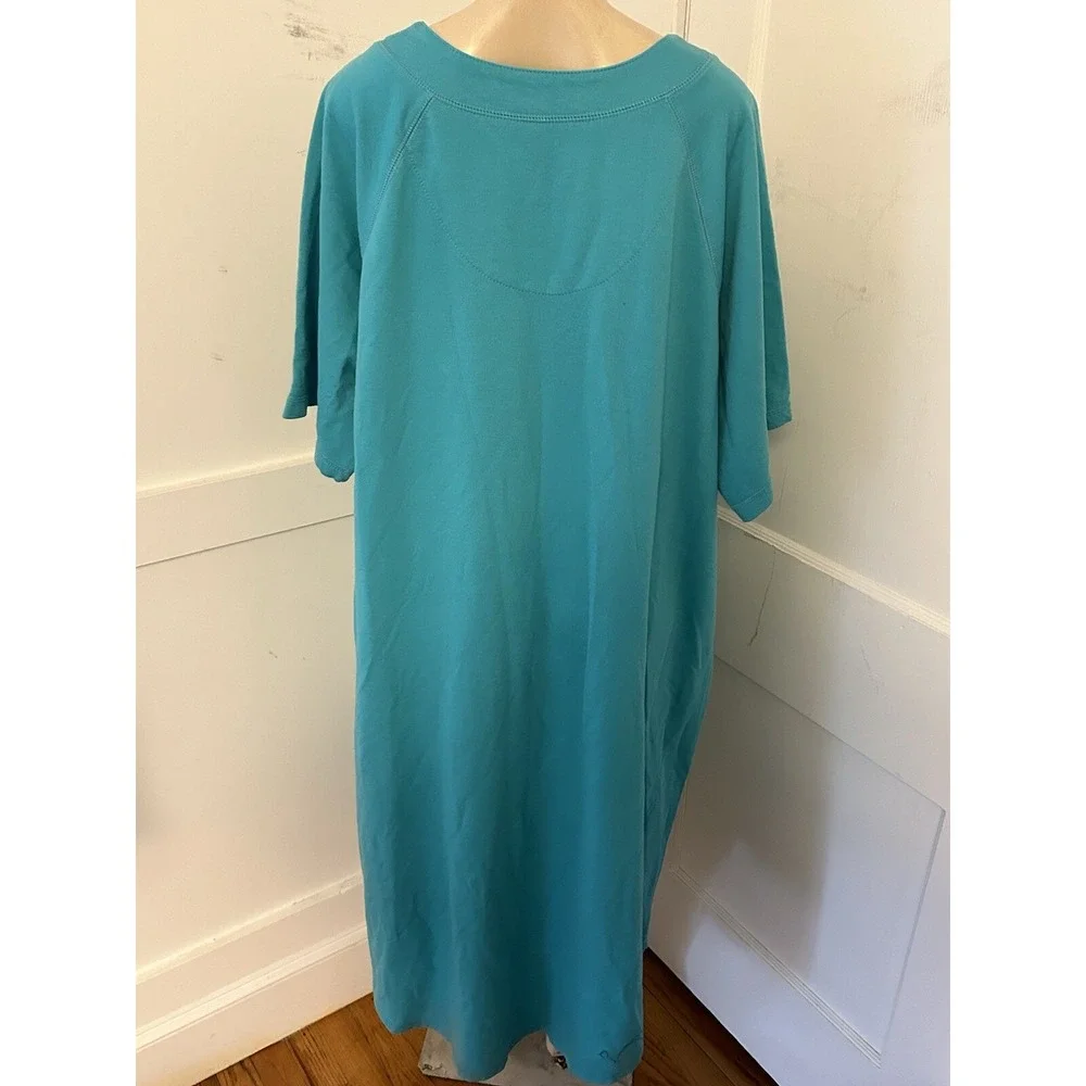 DREAMS & CO ROBE SIZE 1X 22/24 POCKETS FULL ZIP Green Housecoat Robe Short Slv